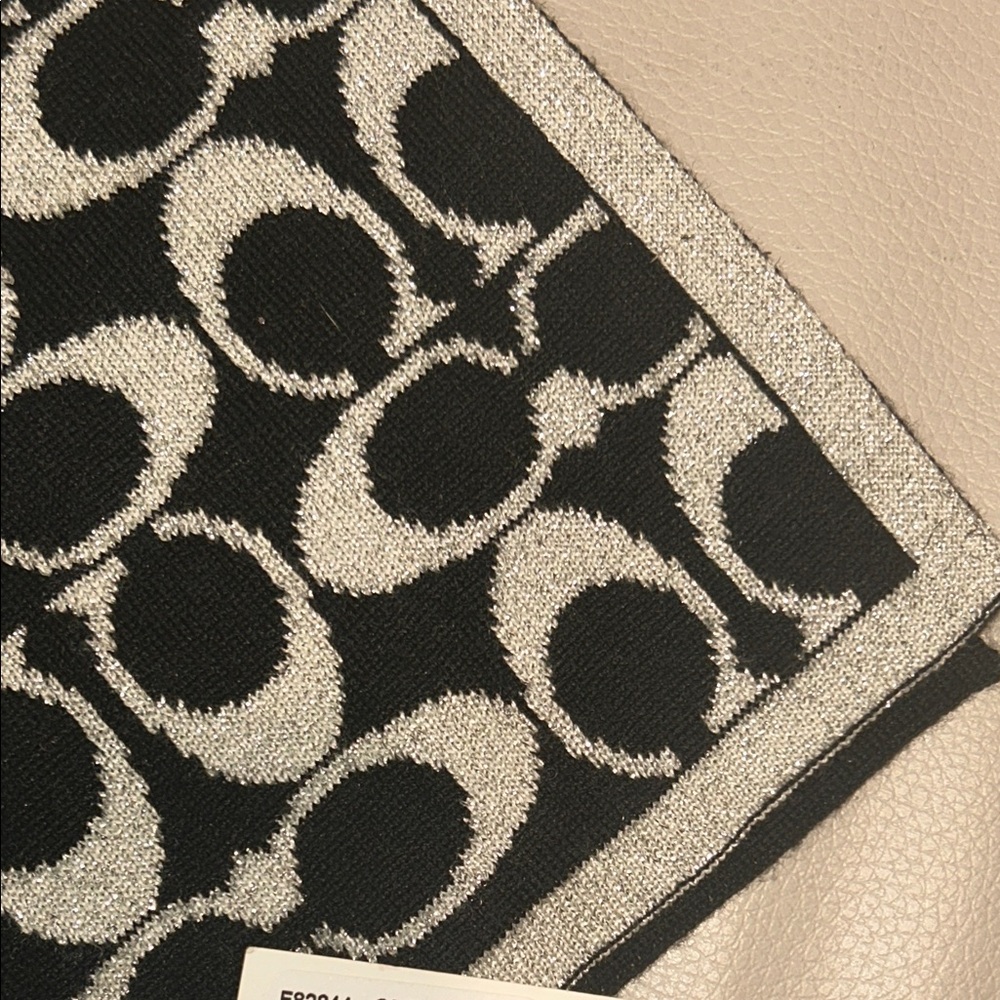 Coach Monogram Black and White Knit Muffler Scarf - Picture 5 of 6